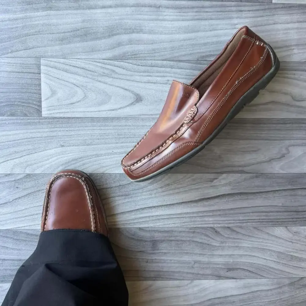 Tommy Hilfiger Dathan Brown Synthetic Leather Loafers Size 11.5